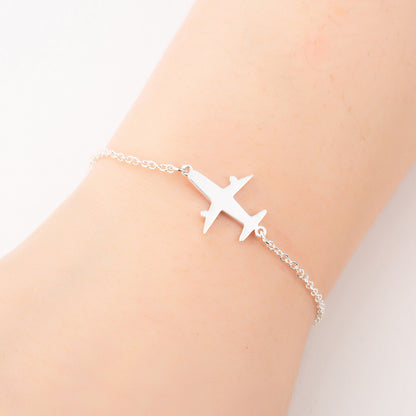 Stainless Steel Bracelets Simple Airplane Design Pendant Chains Fashion Charms Bracelet For Women Jewelry Party Gifts