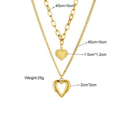 Titanium Steel Angel Wings Love Necklace Irregular Folds 2 Heart Love Necklace For Women Charm Party Accessories High-quality Fashion Jewelry Pendant Gifts