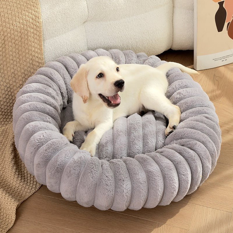 Pet Kennels Long Plush Round Cat Nest Winter Warm Dog Beds Kennel Super Soft Dogs Mat Sofa Pet Deep Sleeping SuppliesPet Products