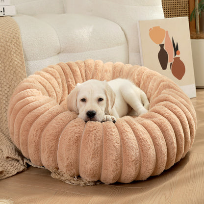 Pet Kennels Long Plush Round Cat Nest Winter Warm Dog Beds Kennel Super Soft Dogs Mat Sofa Pet Deep Sleeping SuppliesPet Products